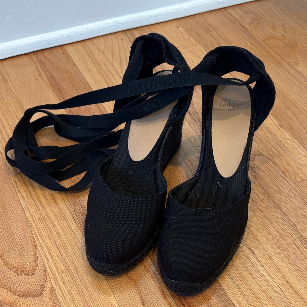 Castañer Carina Black Wedge Espadrille 39 - Picture 4 of 8